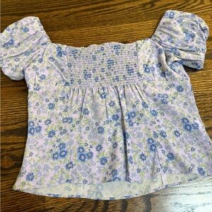 INTERMIX Lavender and Blue Floral Top